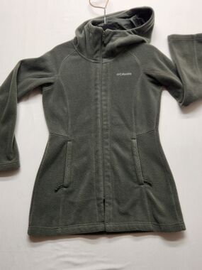 ⭐ Columbia Womens Long Fleece Hoodie Grey Full Zip Gorpcore Cozy XS